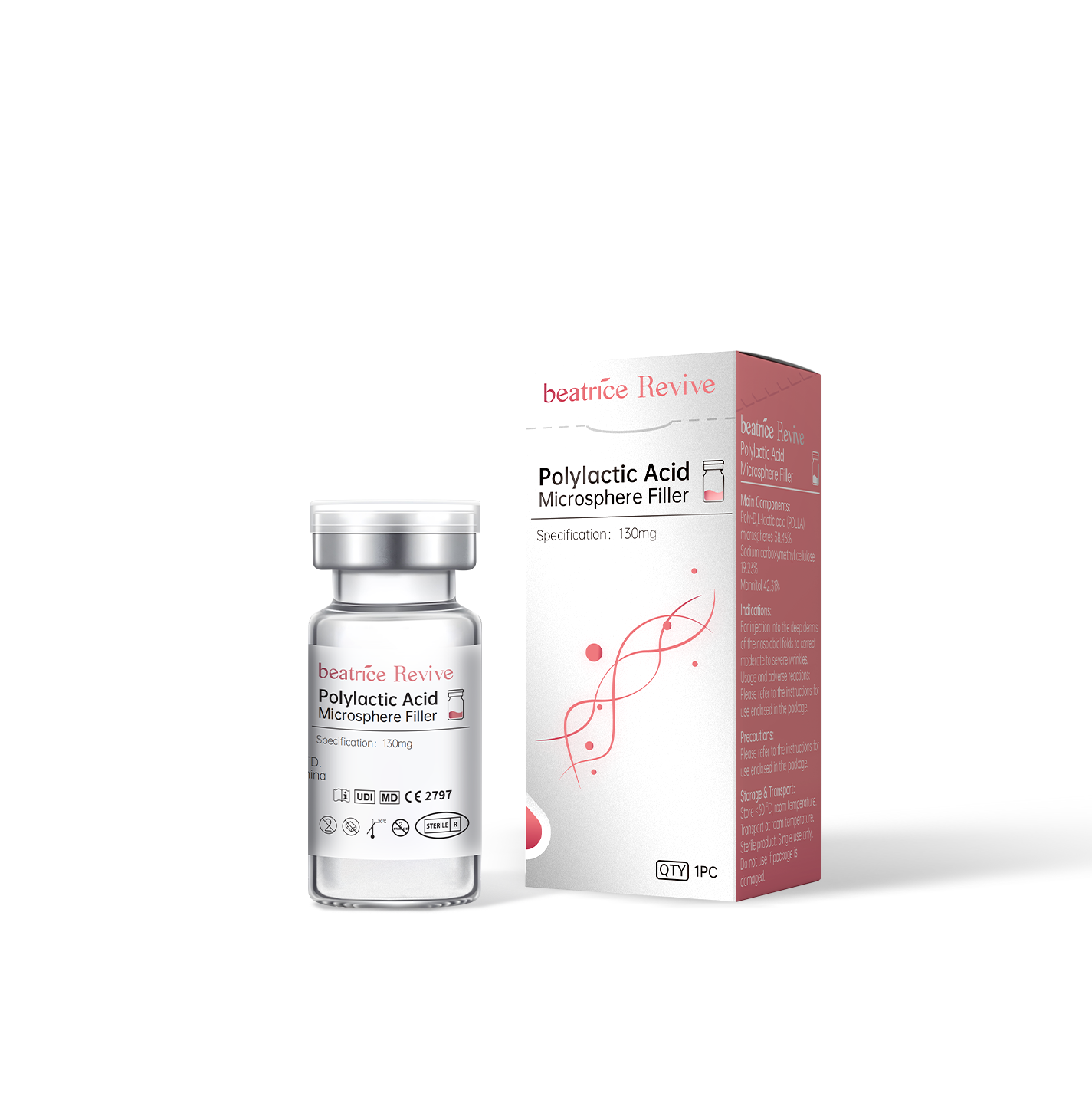Beatrice Revive PDLLA powder formulation vial packaging